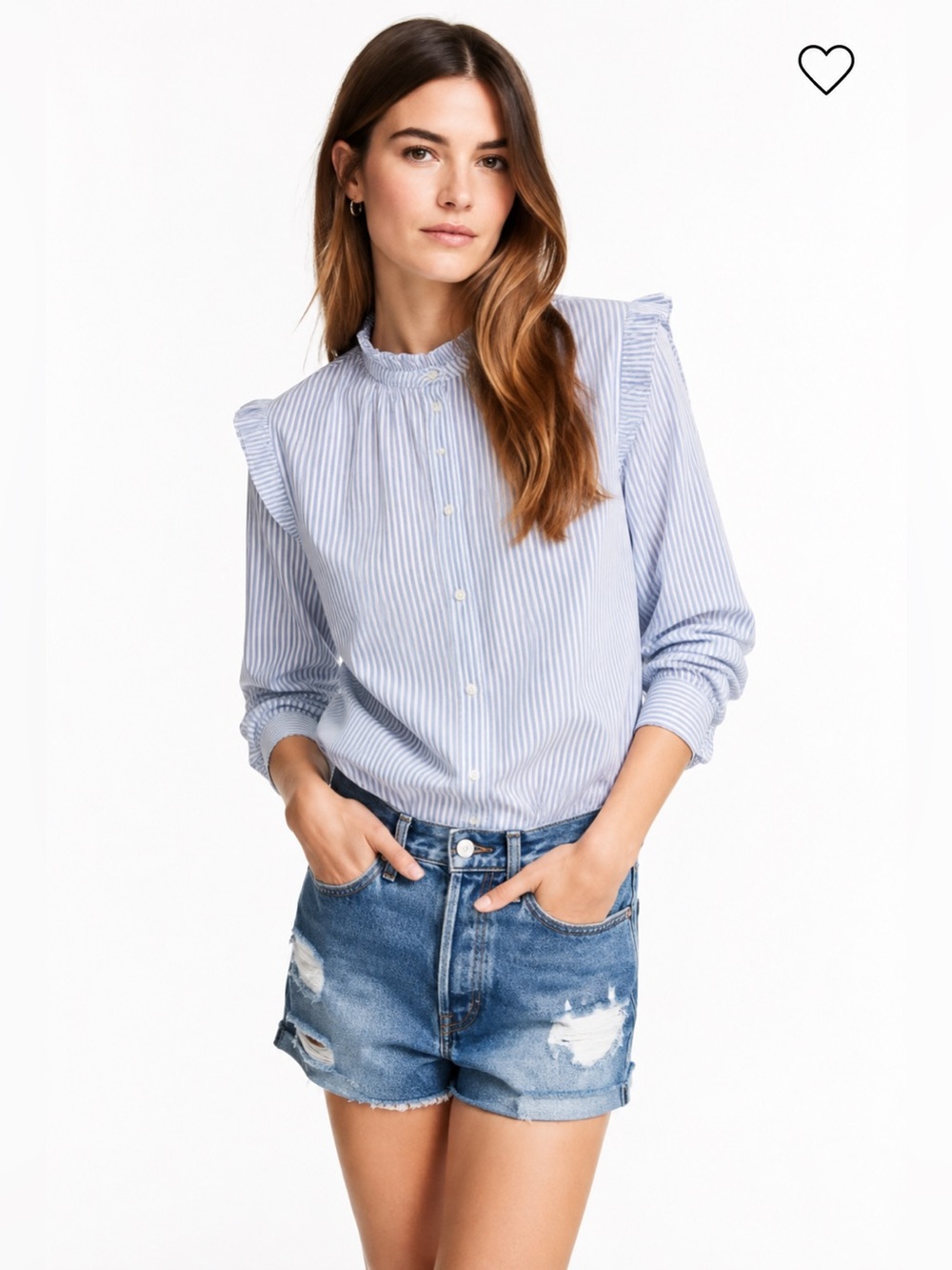 NWT H&M Button-Up Shirt with Shoulder Ruffles